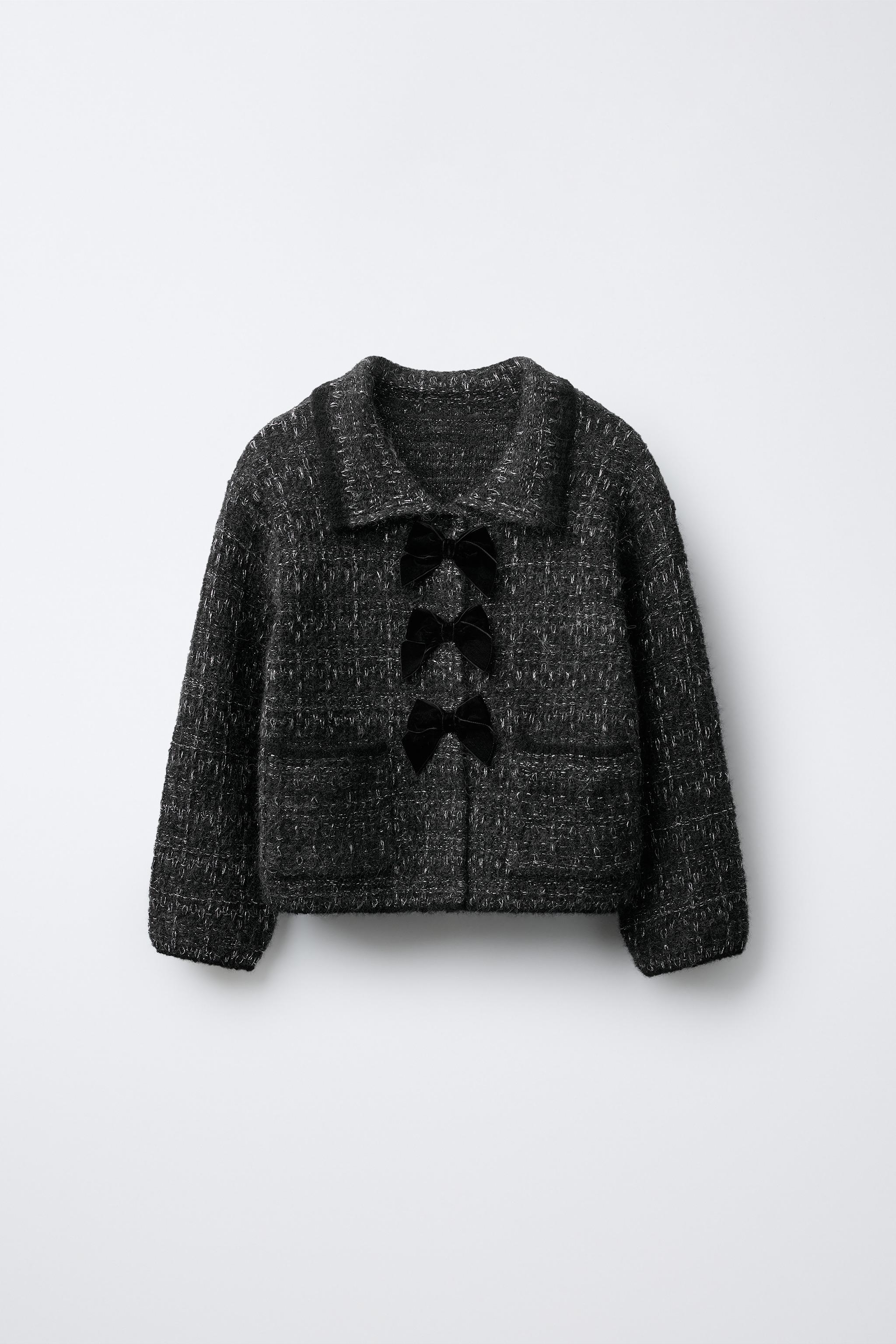 SPARKLY VELVET BOW CARDIGAN