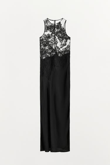 ROBE LONGUE BIMATIÈRE MESH DENTELLE - Noir de Zara - Image 8
