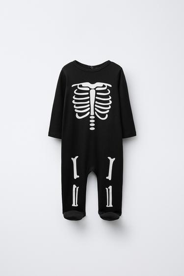 GLOW-IN-THE-DARK SKELETON CONVERTIBLE FOOT PYJAMAS - Black by Zara - Image 0