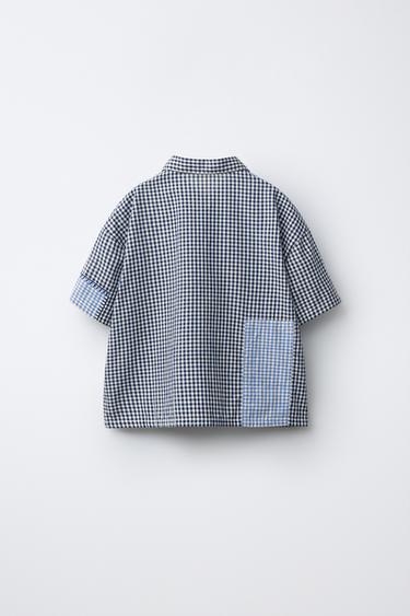 PATCHWORK GINGHAM PRINT SHIRT - Blue by Zara