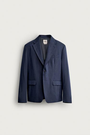 LNĚNÝ BLEJZR REGULAR FIT ZE SMĚSI VLNY - Modrá od Zara