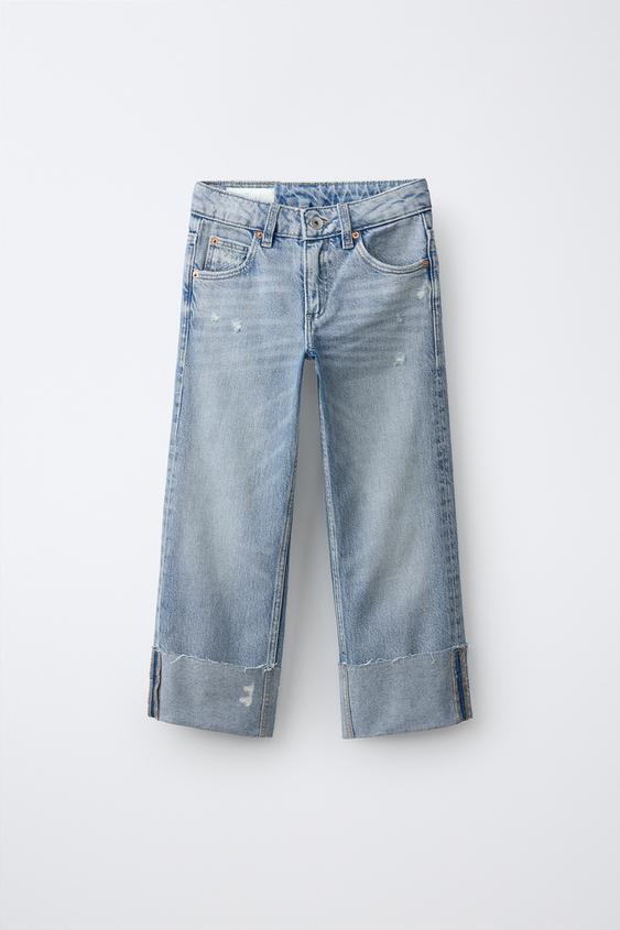 Zaras JEANS STRAIGHT MED UPPVIKT KANT - Ljusblå - Bild 0