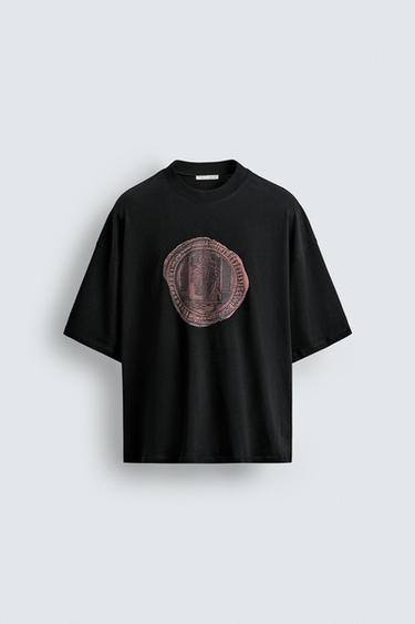 Zara COIN PRINT T-SHIRT - Black