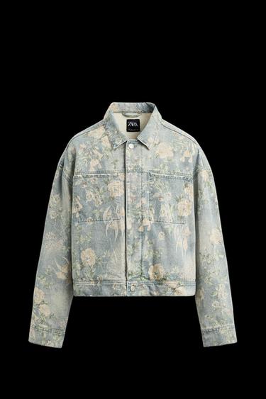 Zara FLORAL PRINT DENIM JACKET - Multicolored - Image 0
