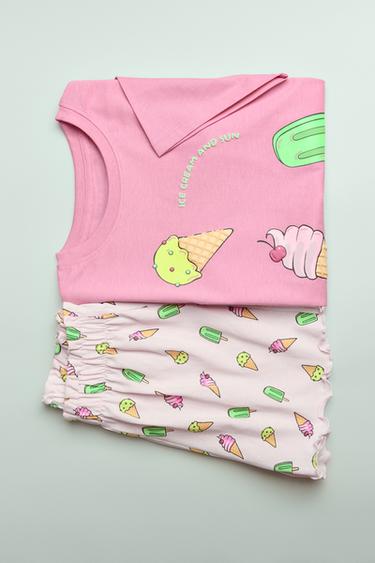 Zara AGES 6-14 / ICE CREAM RELIEF PAJAMAS - Pink