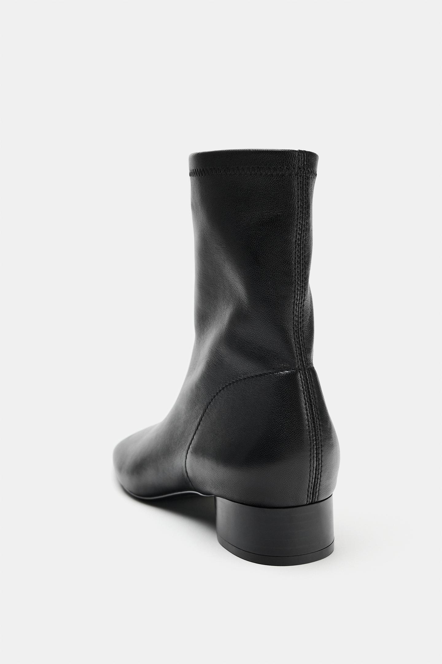 Ботинки Zara Leather Ankle, цвет: Чёрный — фото 8