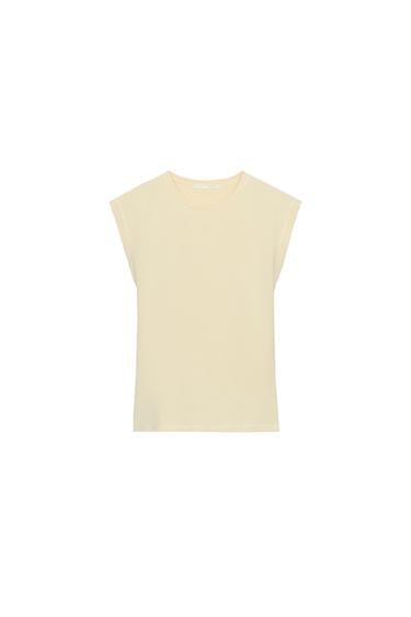 T-SHIRT DE ALGODÃO - Amarelo-pastel da Zara