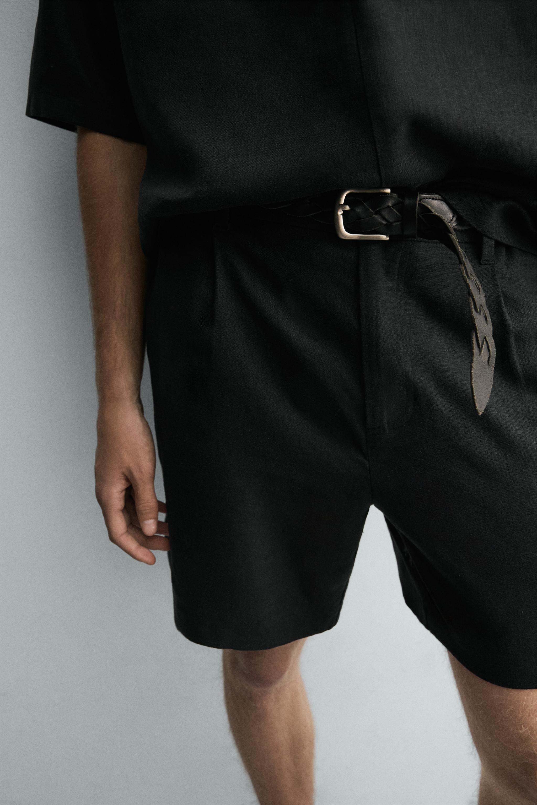 RELAXED FIT LINEN BLEND SHORTS