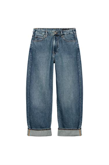 JEAN ZW COLLECTION BALLOON À REVERS ET TAILLE MOYENNE - Bleu de Zara
