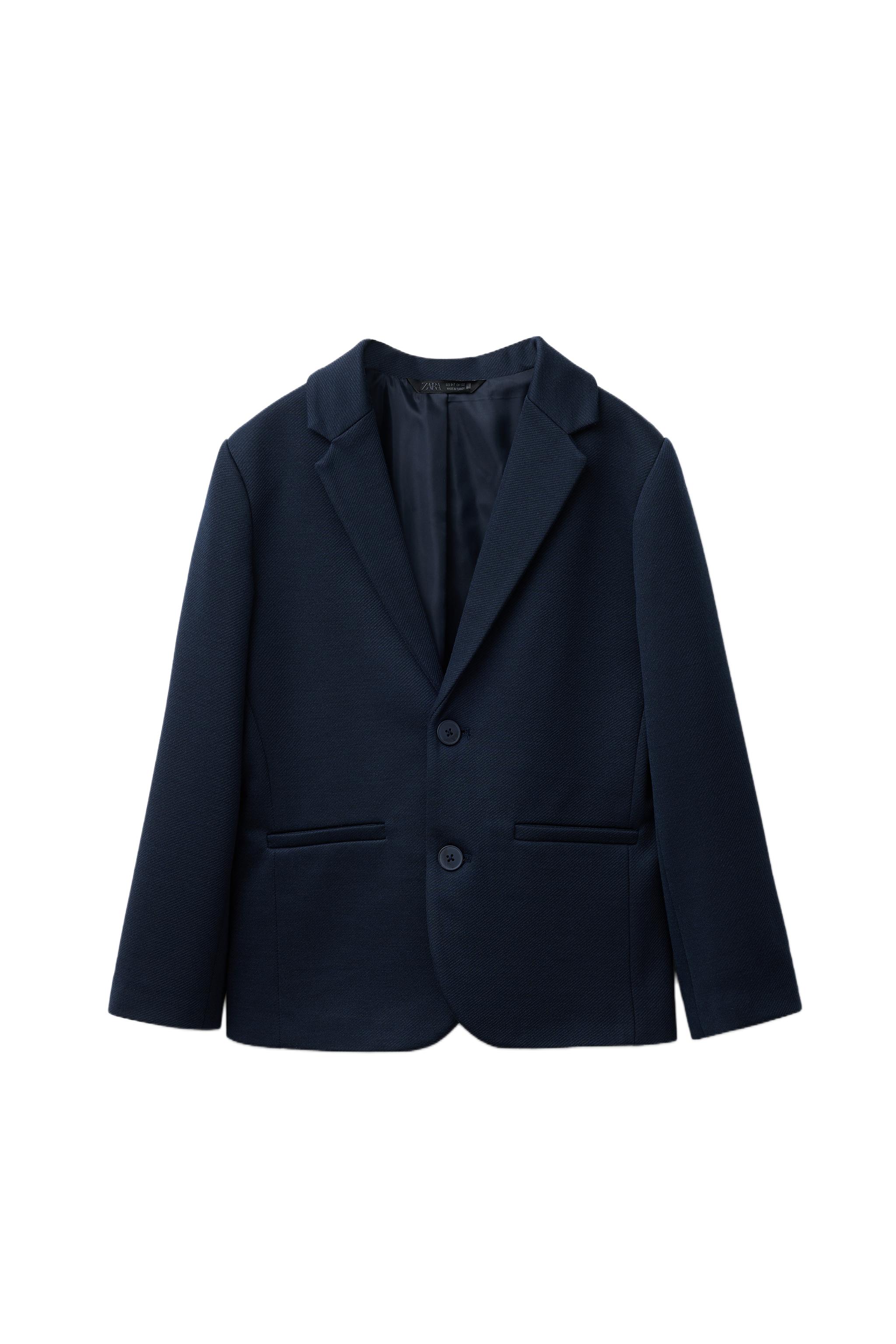 ZARA テクスチャースーツ ネイビーブルー　140 ZARA ネイビー スーツジャケット & スラックス セット ZARA MENS