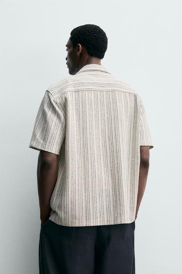 REGULAR FIT TEXTURED SHIRT - Ecru / Blue by Zara - Image 2