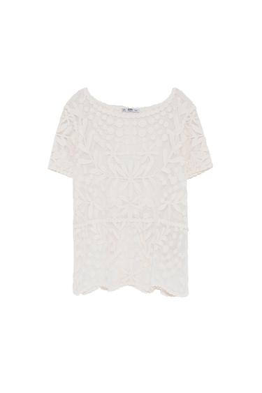 EMBROIDERED TULLE TOP