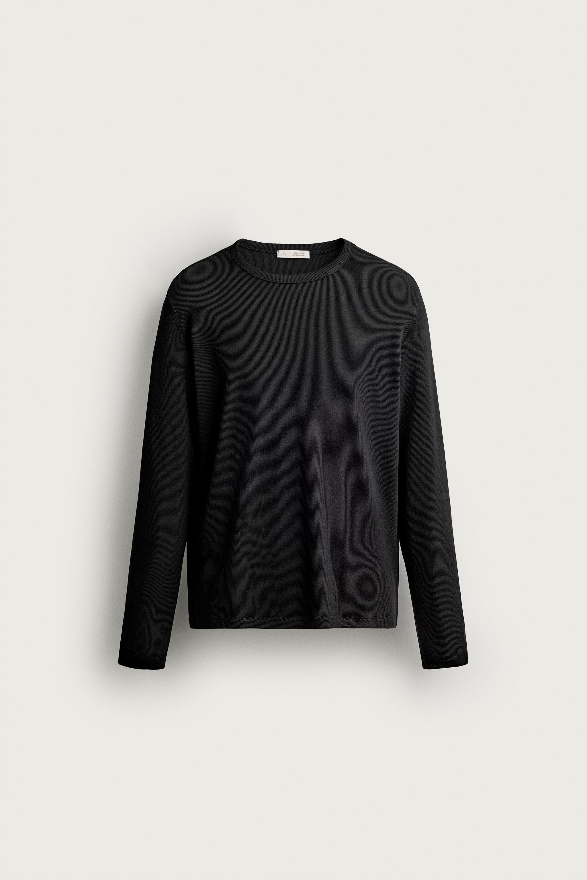TEXTURED RIBBED RELAXED FIT T-SHIRT - Blue | ZARA South Africa