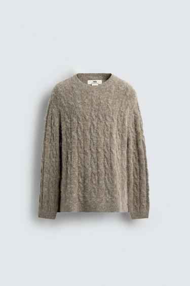 BRUSHED CABLE-KNIT JUMPER - Sand by Zara
