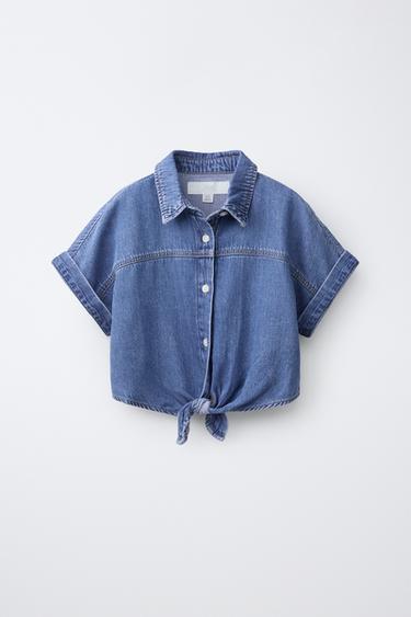 KNOTTED DENIM SHIRT - Blue by Zara