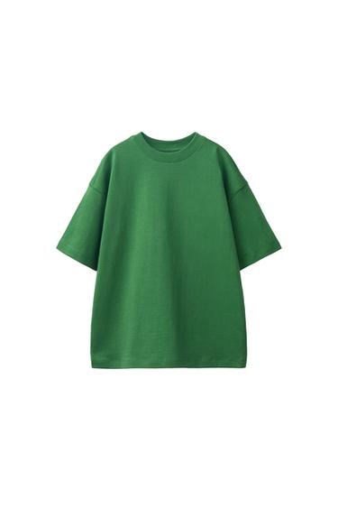 Zara JEDNOBOJNA MAJICA – mid-zelena – Slika 0
