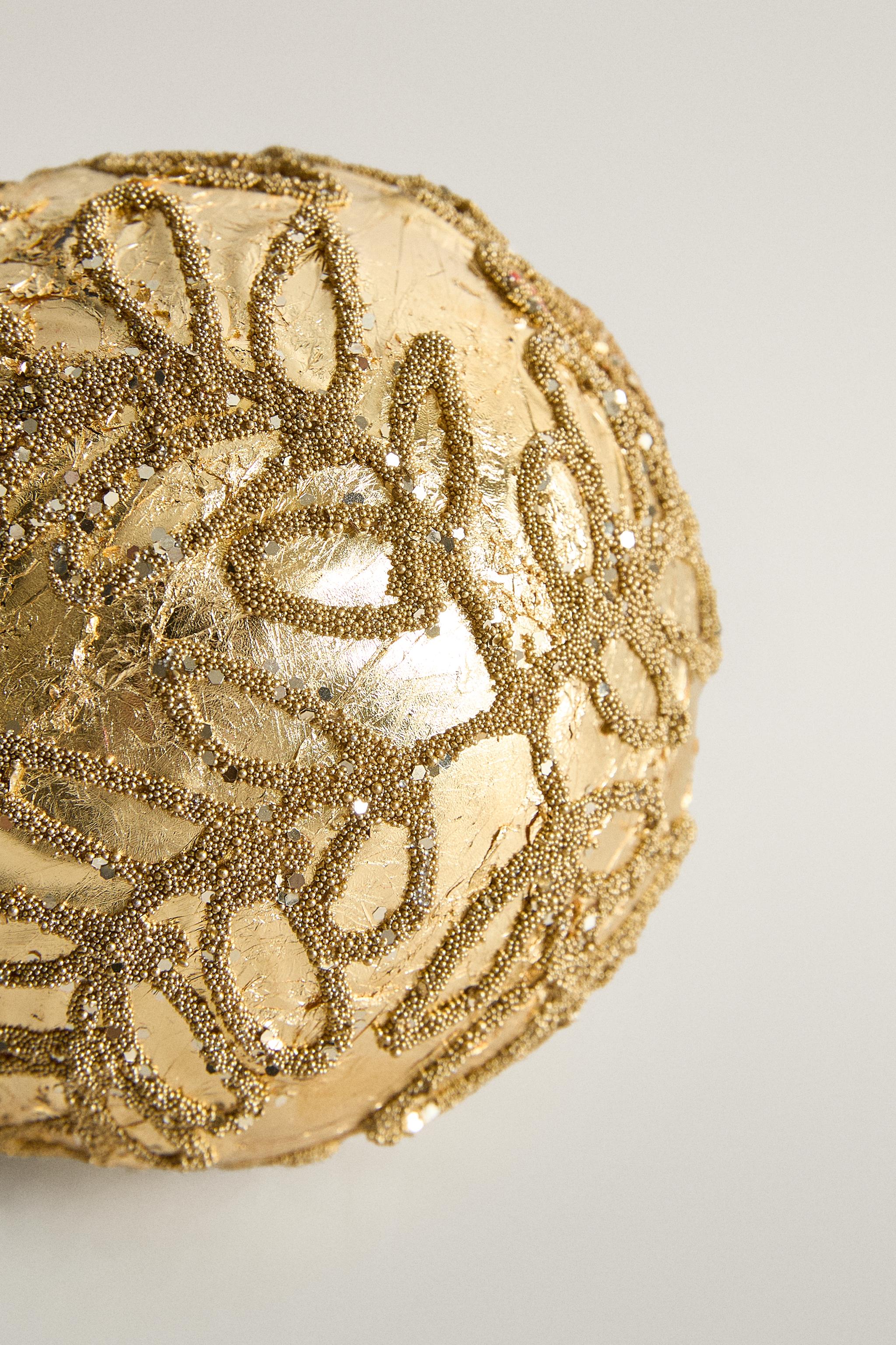GLASS CHRISTMAS TREE FLOWER ORNAMENT - Golden | ZARA United States