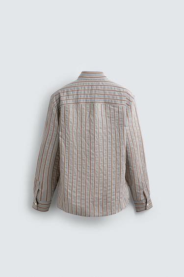CHEMISE FLUIDE À RAYURES - Bleu clair de Zara - Image 7