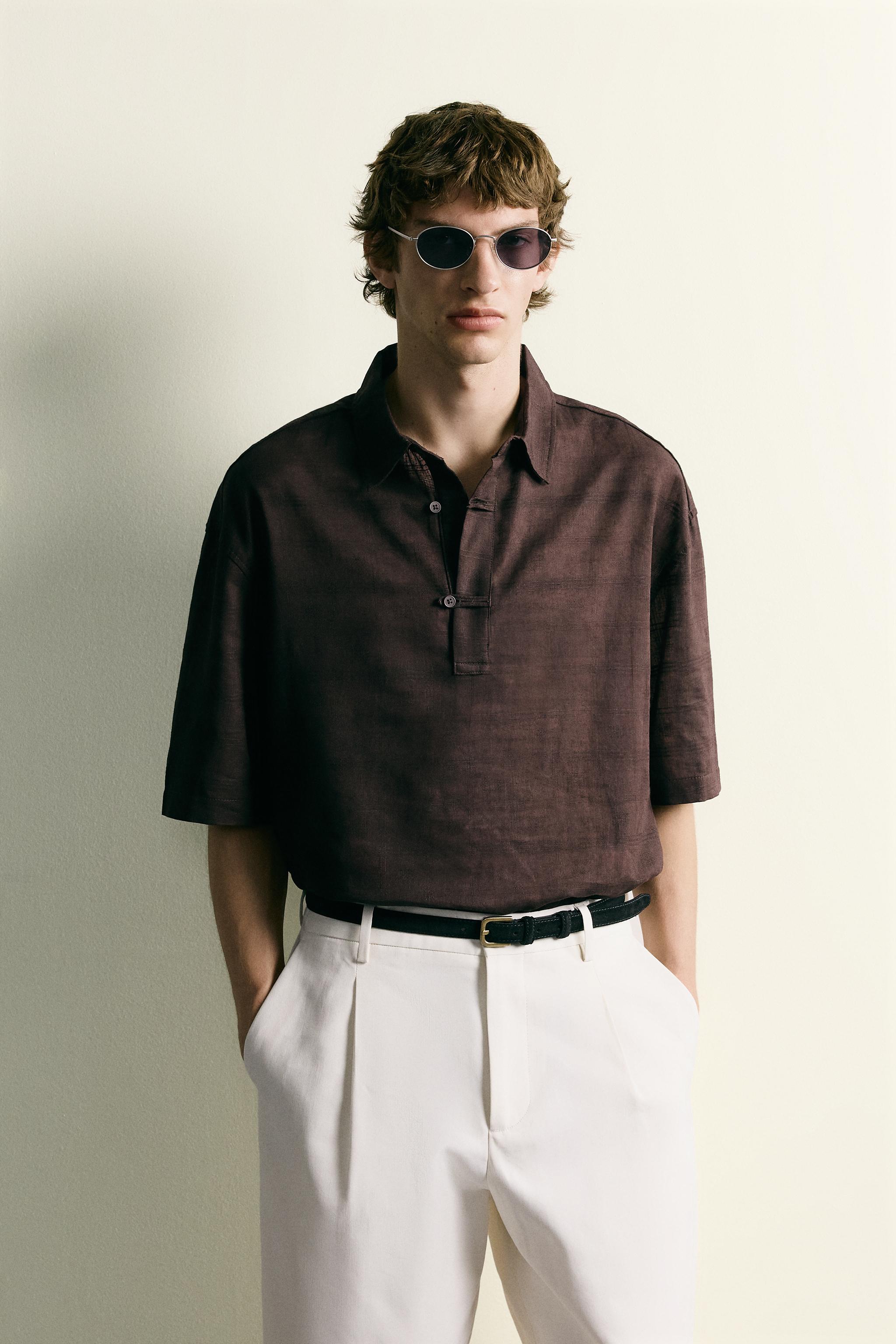 LINEN COTTON BLEND POLO SHIRT