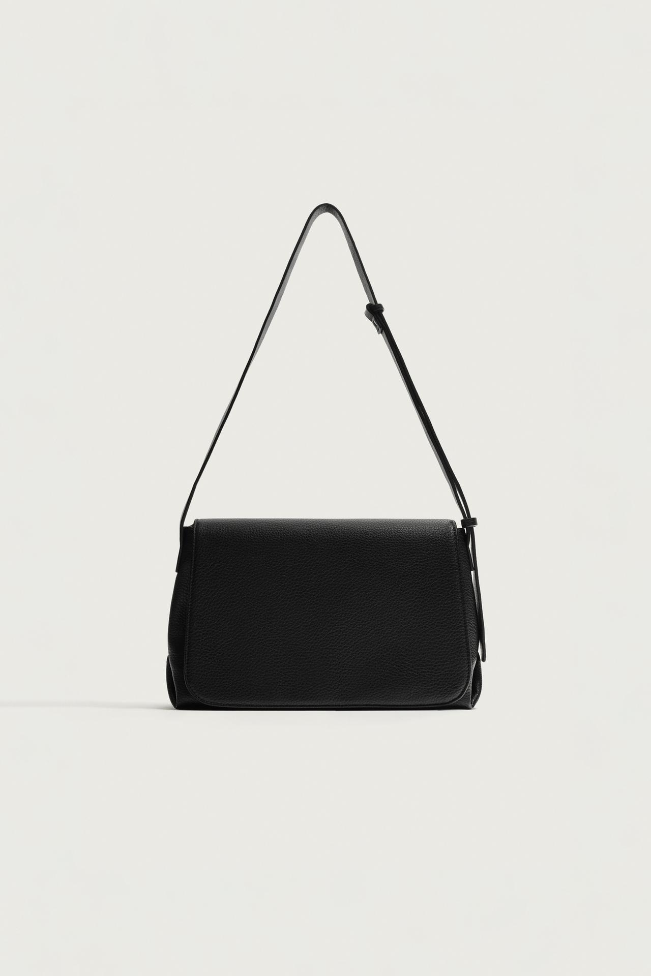 FLAP CROSSBODY BAG — Black
