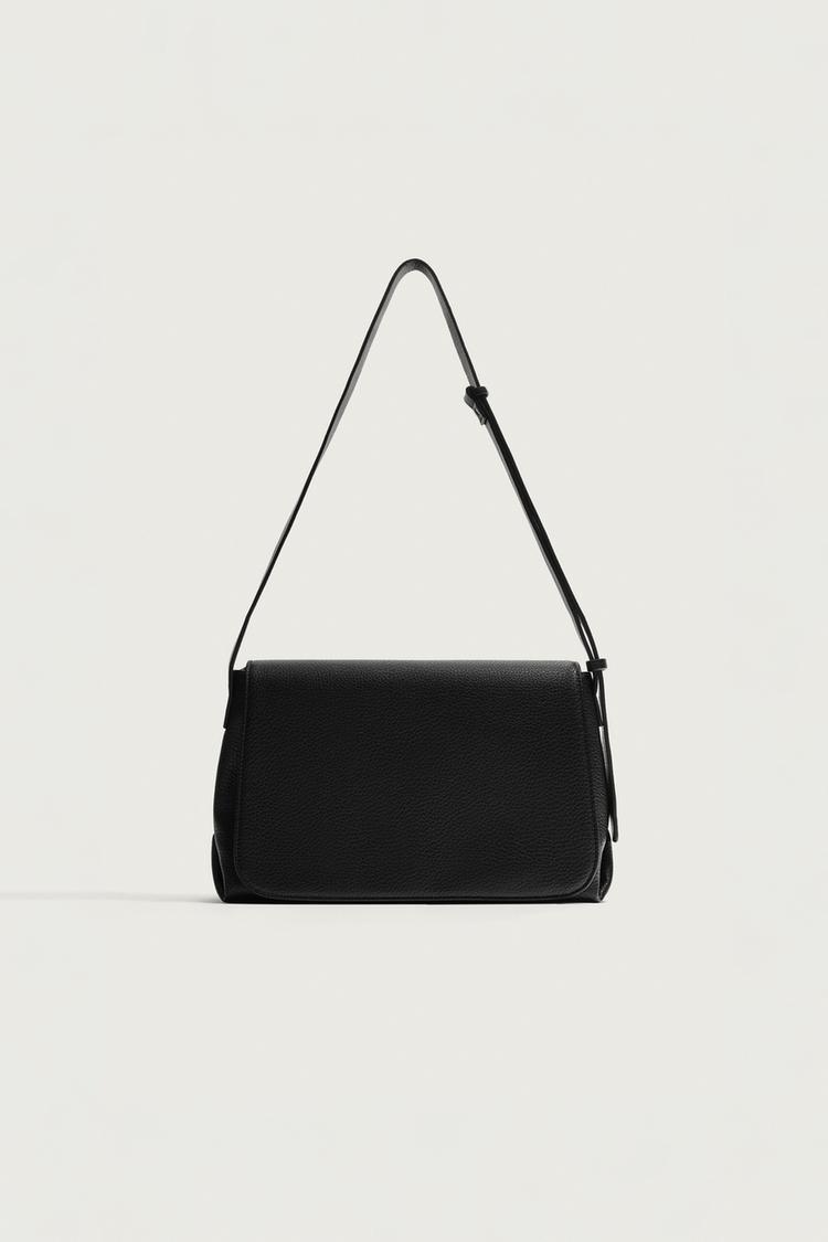 FLAP CROSSBODY BAG — Black