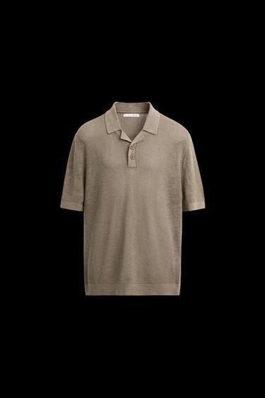 POLOSHIRT AUS STRICK MIT STRUKTURMUSTER - Beige von Zara - Bild 0