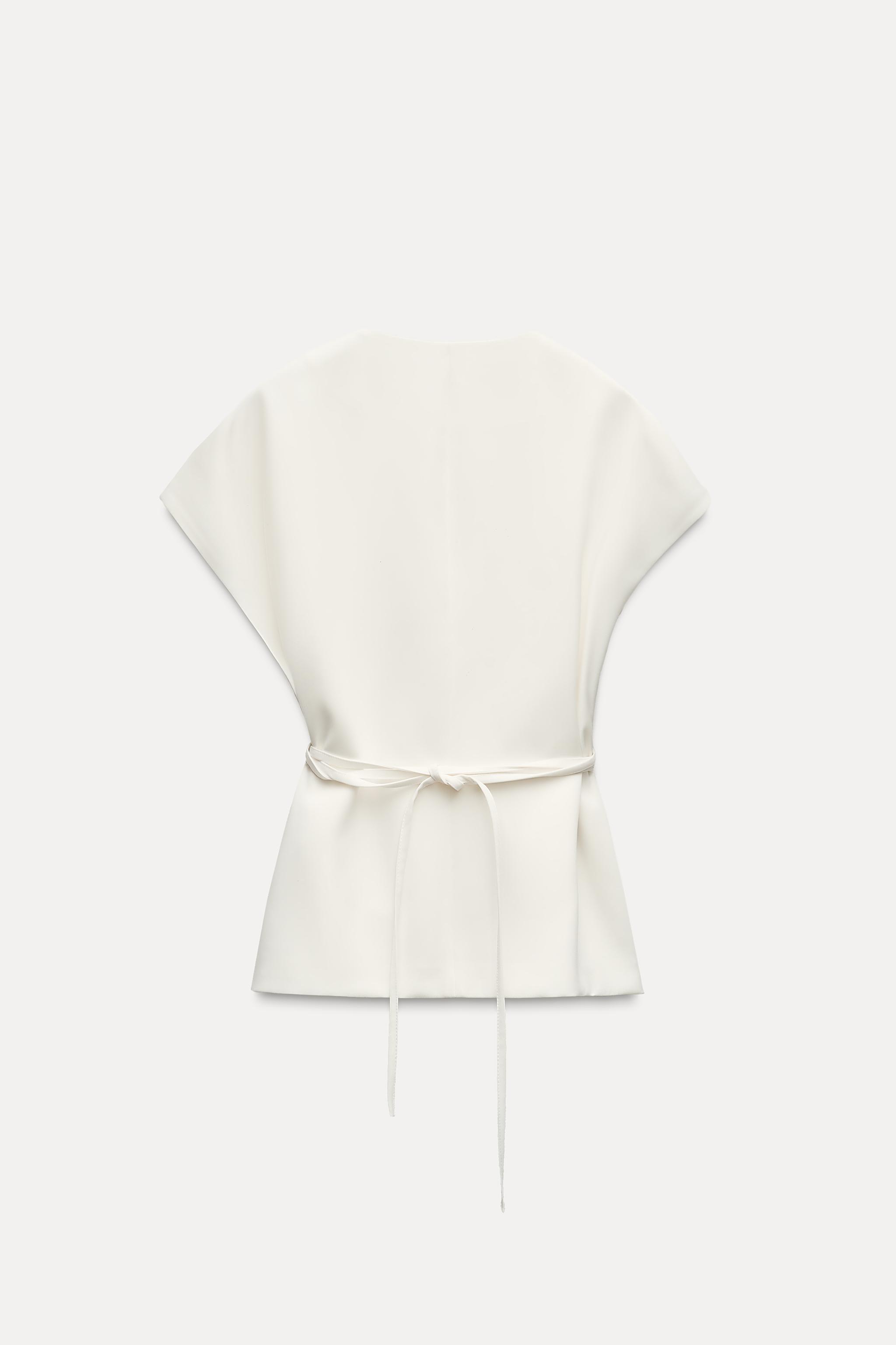 BELTED WRAP TOP ZW COLLECTION - Ecru | ZARA United States