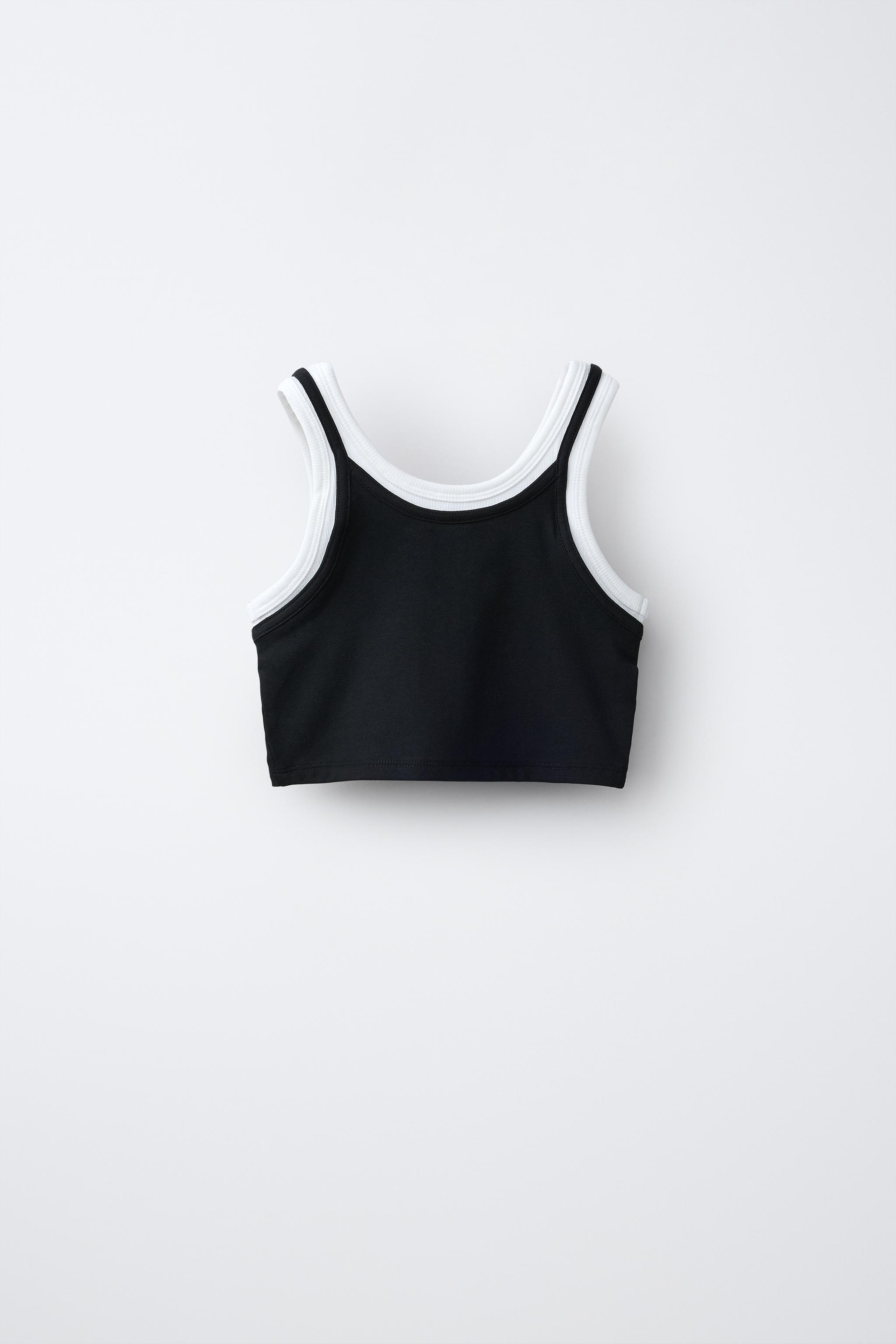 DOUBLE CONTRAST TOP — Black