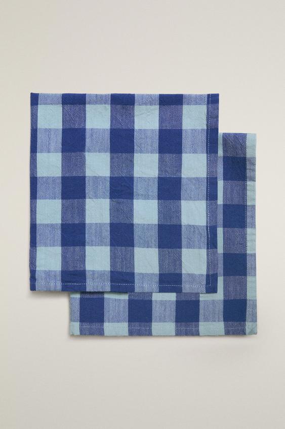 SET TOVAGLIOLI A QUADRI (SET DA 2) - Blu di Zara - Immagine 0