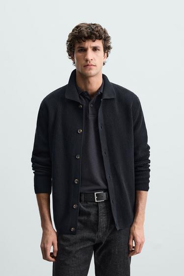 CÁRDIGAN ESTRUCTURA ALGODÓN - Marino de Zara