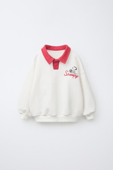 SNOOPY PEANUTS™ EMBROIDERED POLO SWEATSHIRT - Ecru by Zara - Image 0