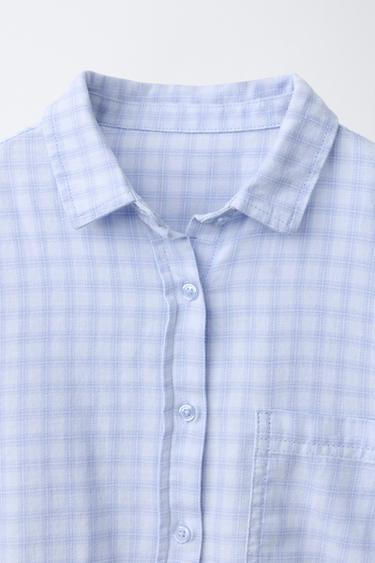 OVERSIZE CHECK SHIRT - Light blue by Zara - Image 2