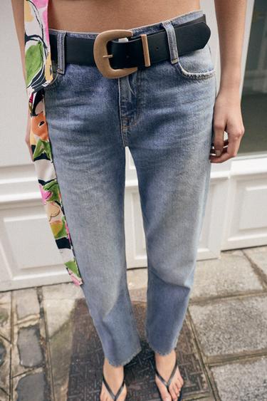 Z1975 SLIM FIT MID-WAIST JEANS WITH BELT - Mid-blue by Zara - Image 5