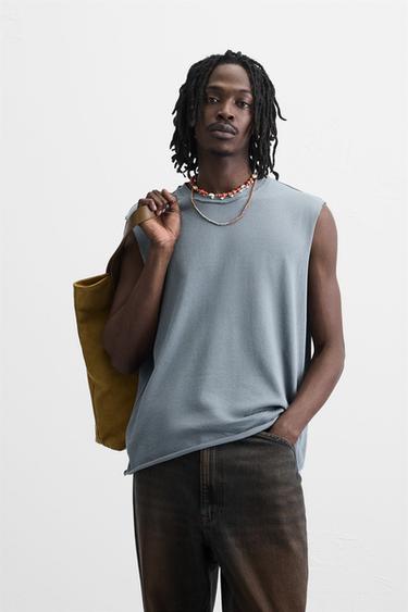 KNIT TANK TOP - Light blue by Zara