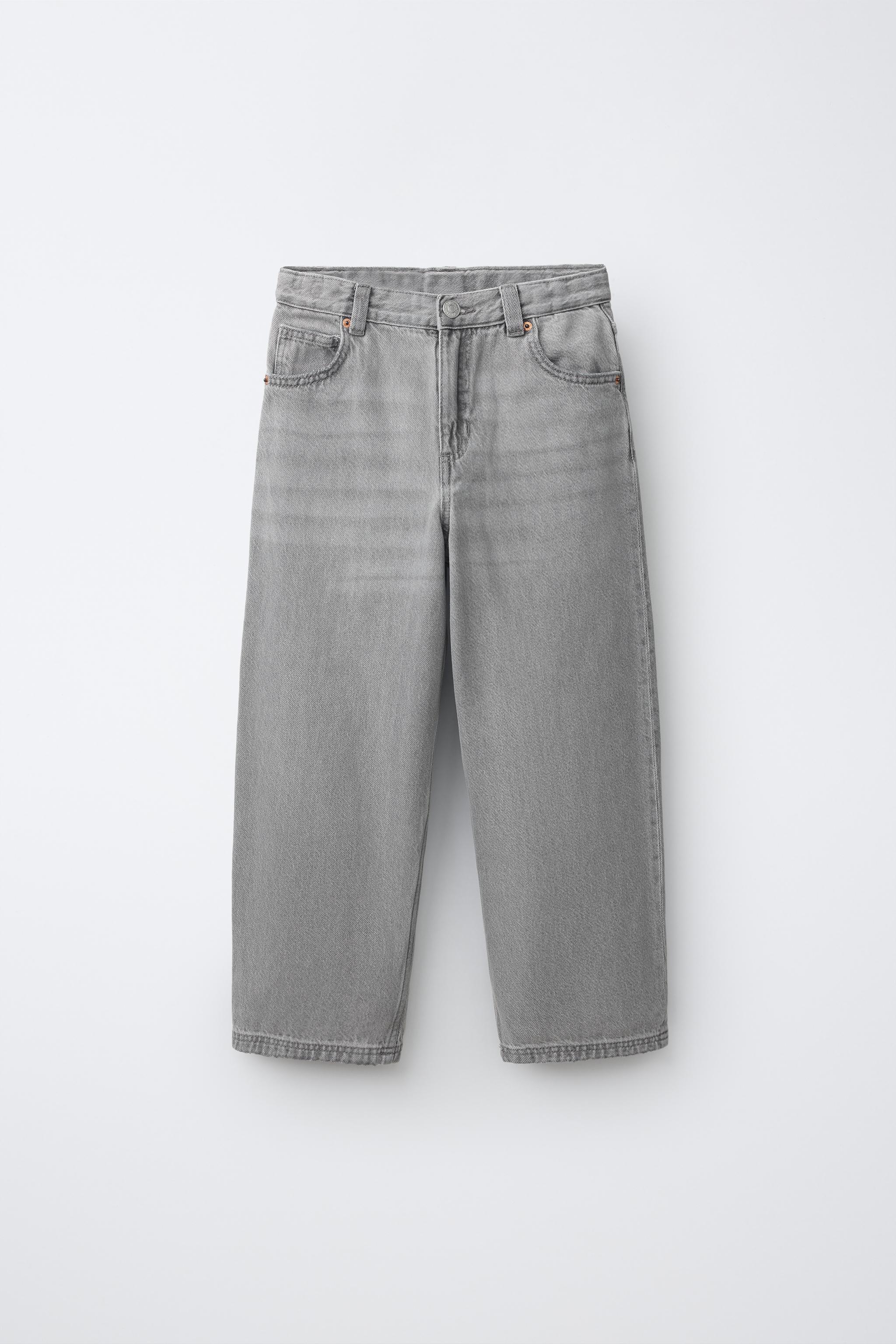 RELAXED BAGGY DENIM PANTS — Gray