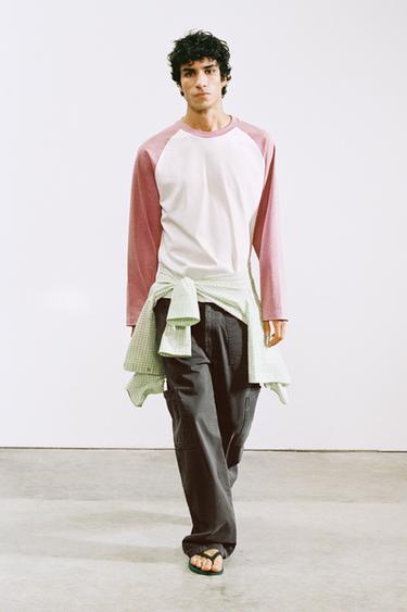 Zara COLOR BLOCK LIMITED EDITION T-SHIRT - White / Pink