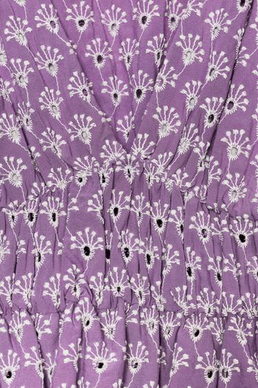 TOP WITH CUTWORK EMBROIDERY AND TIE DETAIL - Lilac / White by Zara - Image 7