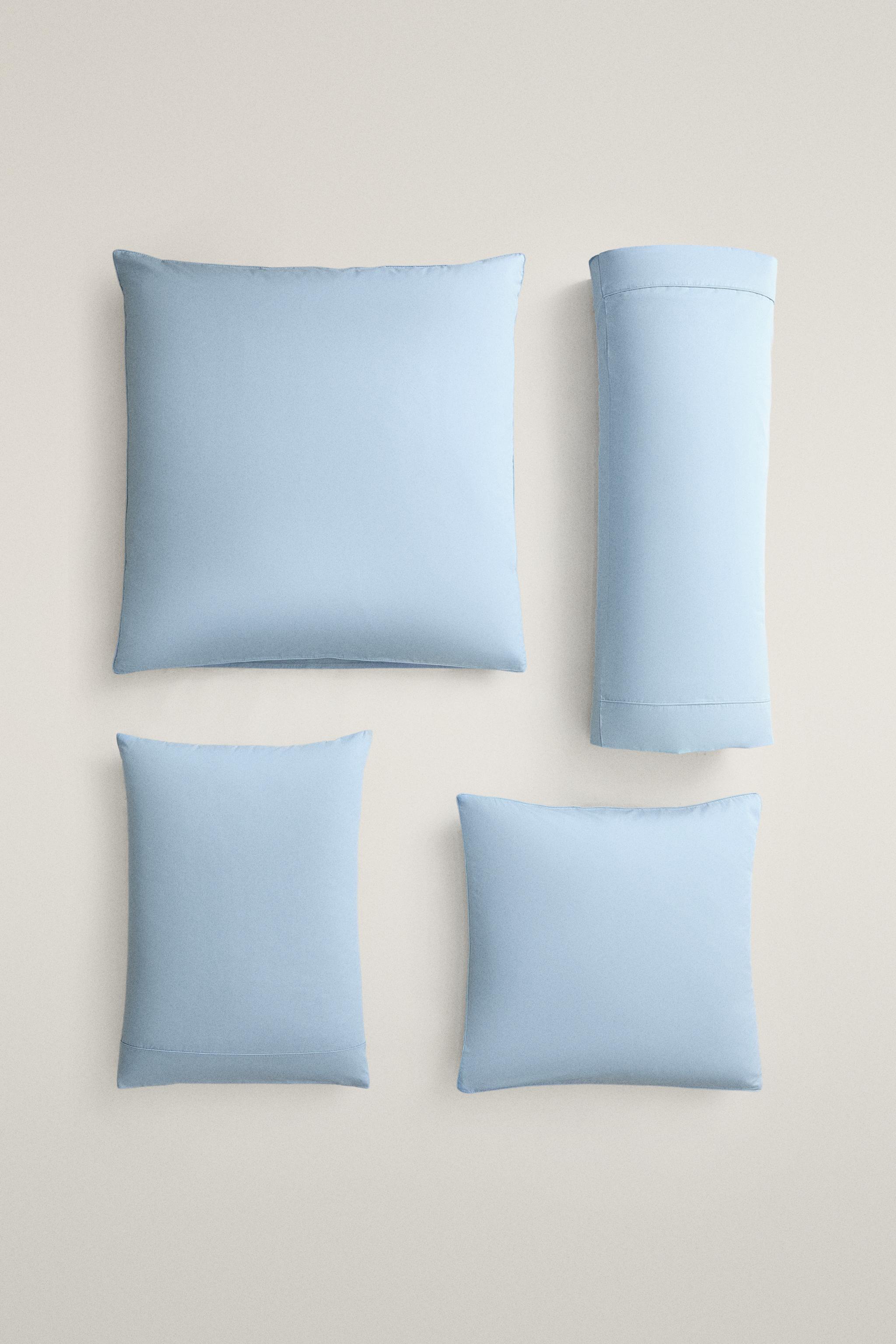COTTON PERCALE PILLOWCASE (300 THREAD COUNT) — Pastel blue