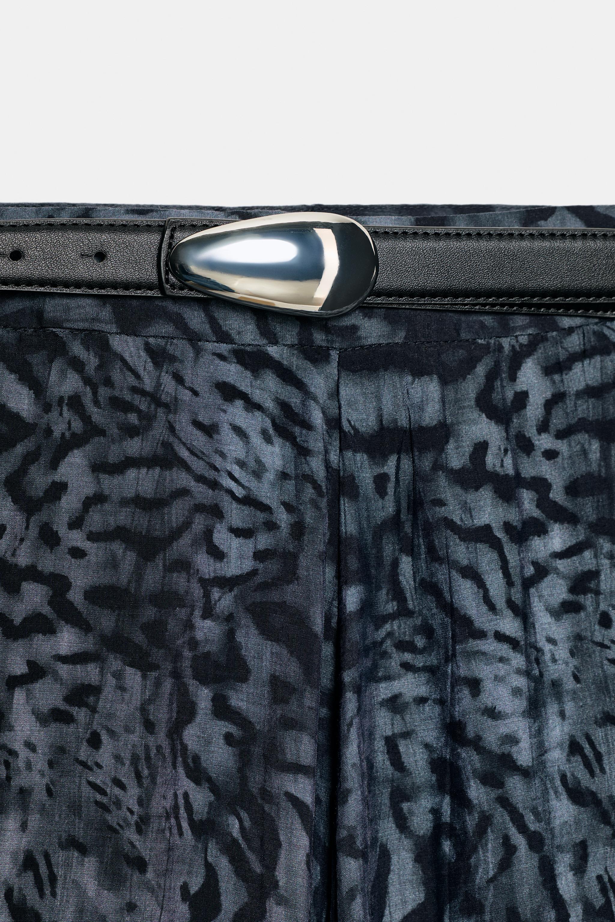 PRINTED MIDI SKIRT WITH BELT