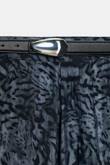 JUPE MI-LONGUE IMPRIMÉE AVEC CEINTURE - bleu/noir de Zara - Image 6