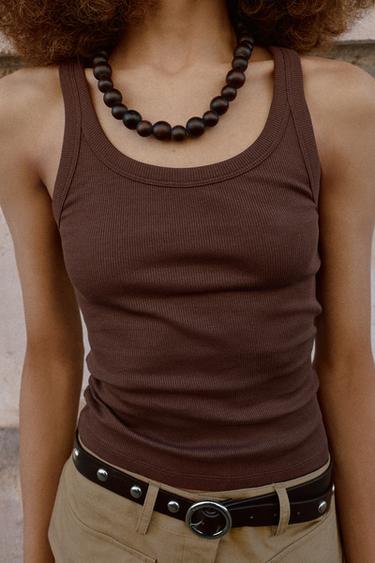 TOP SANS MANCHES CÔTELÉ - Vin de Zara