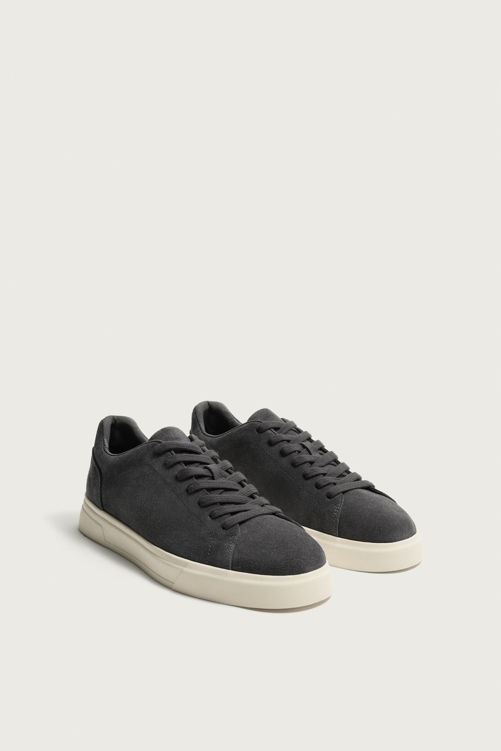 LEATHER SNEAKERS — Gray