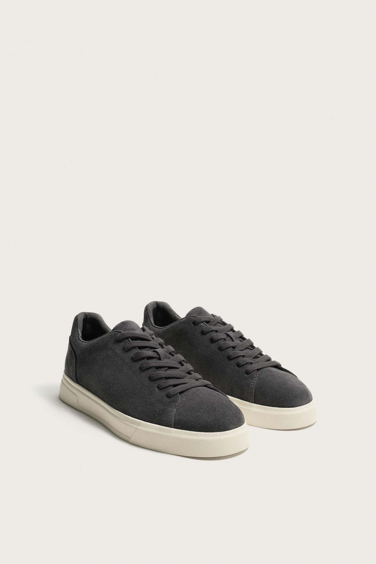 LEATHER SNEAKERS — Gray