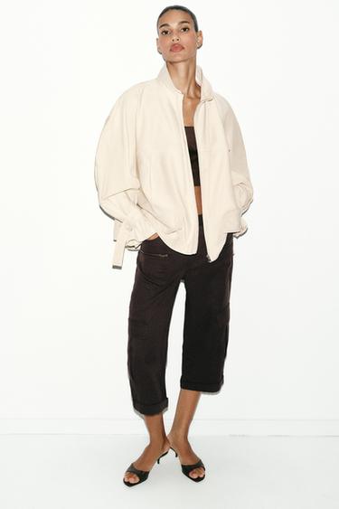 Zara FLUID HIGH NECK JACKET - Dark beige