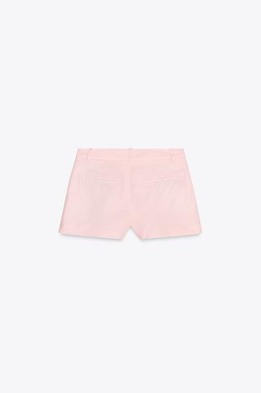 MID-RISE LINEN BLEND BERMUDA SHORTS - Pink by Zara - Image 7