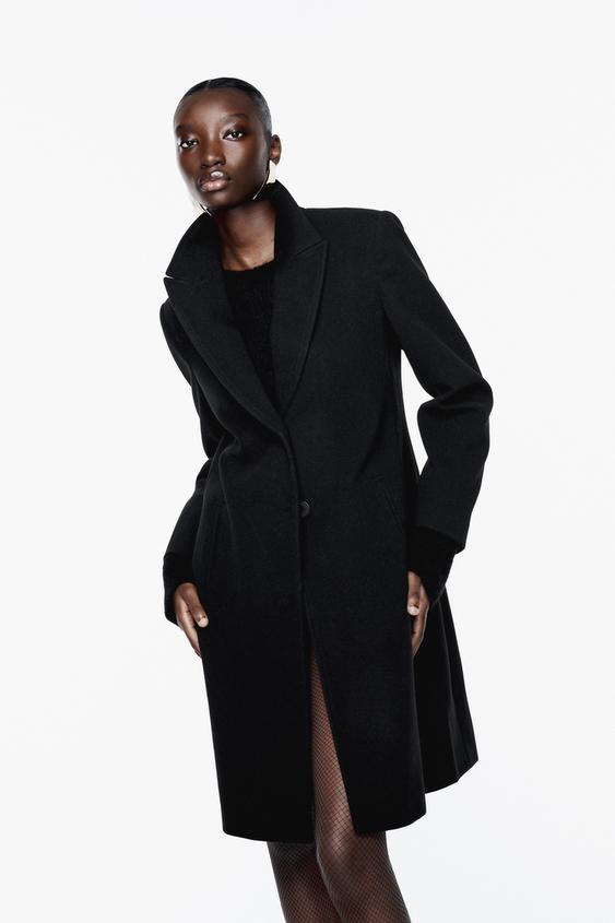zara black coat womens