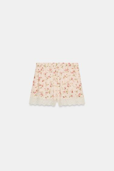 SHORT À IMPRIMÉ FLEURI ET DENTELLE - Imprimée de Zara - Image 7