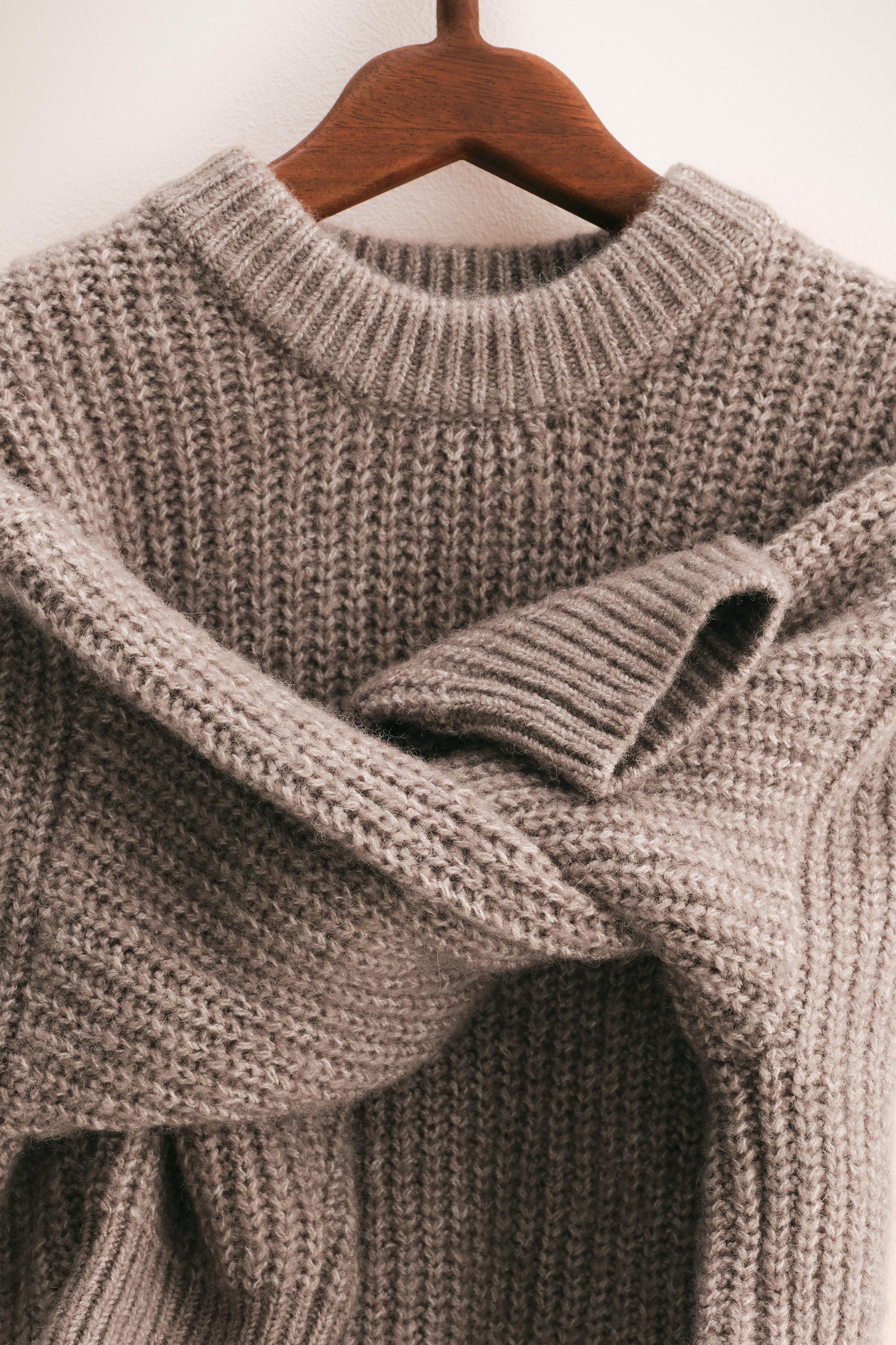 美品 23AW✨CLANE LOOSE KNIT ALL IN ONE ZARA TIMELESS - CHUNKY KNIT WOOL SWEATER - Light blue | ZARA