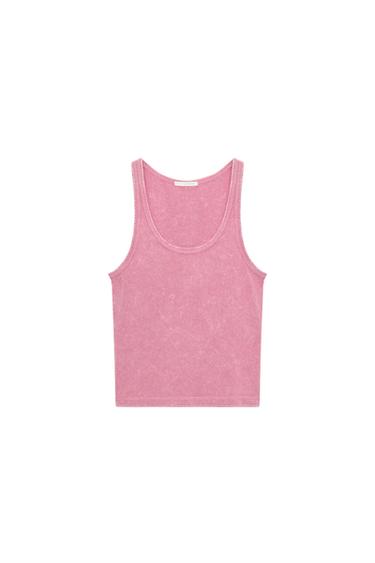 RUSTIC SLEEVELESS T-SHIRT - Chalk pink by Zara