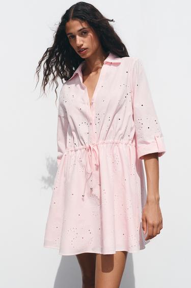 ROBE BRODÉE À EFFET GOMME - Rose de Zara - Image 1